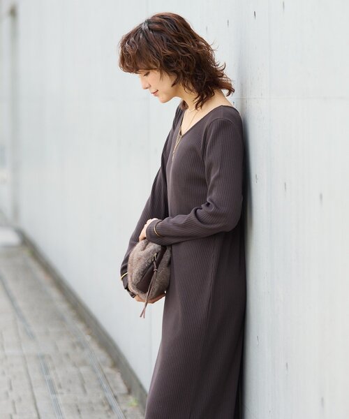 全骨格細見え】NEW2WAYロングリブワンピース（ワンピース）｜RIVE