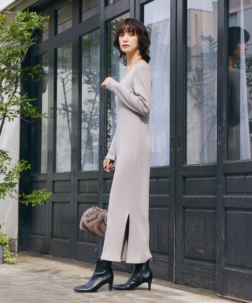 全骨格細見え】NEW2WAYロングリブワンピース（ワンピース）｜RIVE