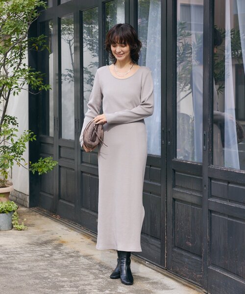 全骨格細見え】NEW2WAYロングリブワンピース（ワンピース）｜RIVE