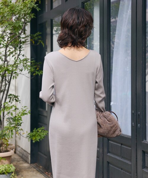 全骨格細見え】NEW2WAYロングリブワンピース（ワンピース）｜RIVE