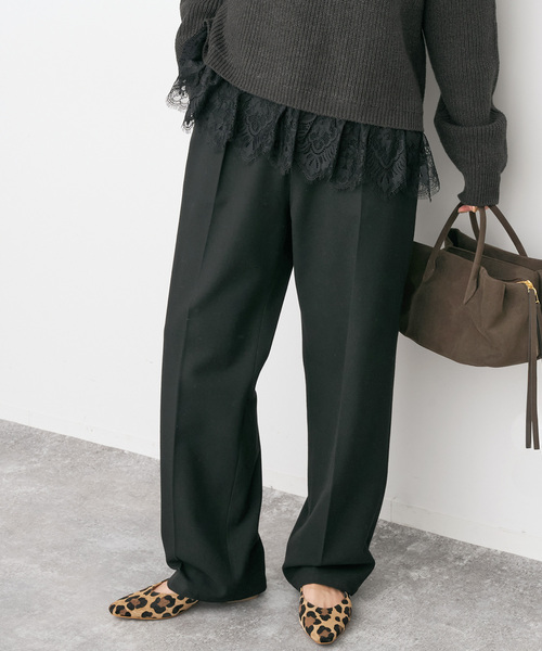 Spick & Span（スピックアンドスパン）の「《手洗い可》起毛タックテーパードパンツ（スラックス・レディース・その他9/ブラック/グレー/ホワイト系その他・40/34/36/38）」の3枚目の写真