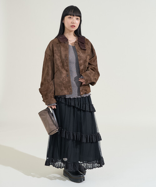 FREAK'S STORE(フリークスストア)の「フェード加工 コーデュロイ襟 レザレットブルゾン(ブルゾン・レディース・ブラウン/ブラック/ベージュ・フリ-)」の11枚目の写真