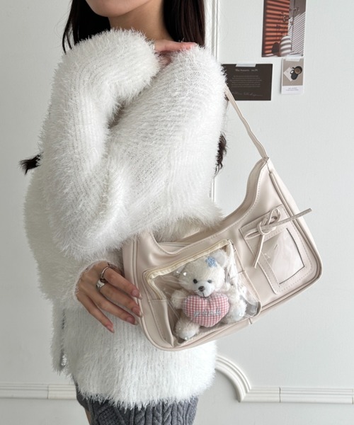 セール】クリアポケット付き PU推し活痛バッグ（ハンドバッグ）｜wears