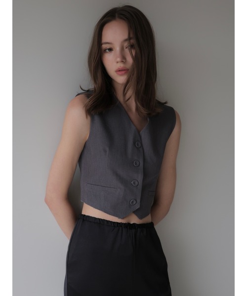 celon(セロン)の「raw hem single vest(ベスト・レディース・グレー・FREE)」の1枚目の写真