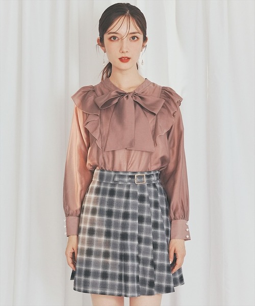 チェックアシメプリーツミニスカート