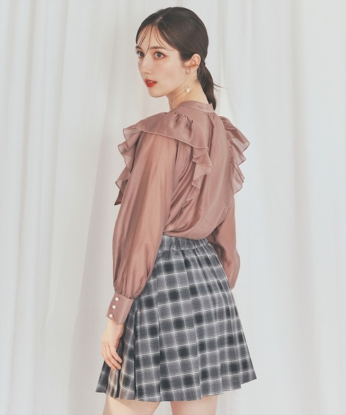 チェックアシメプリーツミニスカート