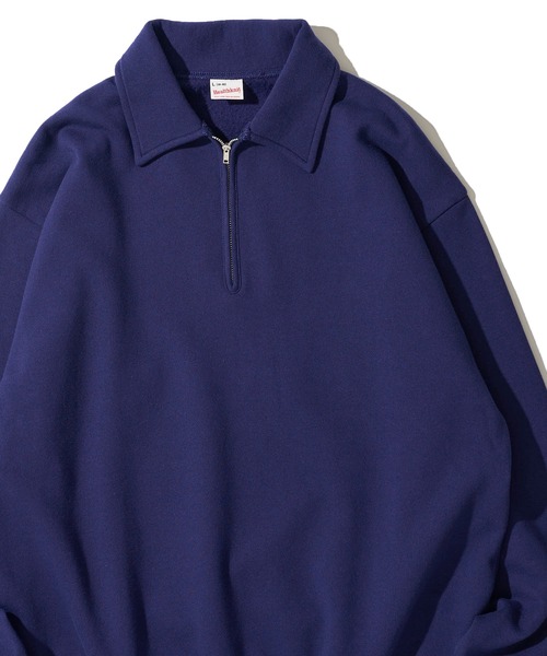 Healthknit(ヘルスニット)の「【Healthknit】Classic Sweat Half Zip L/S / 襟付きハーフジップスウェット(スウェット・メンズ・グレー/チャコールグレー/サンドベージュ/ネイビー/マルーン・MEDIUM/LARGE/X-LARGE)」の4枚目の写真