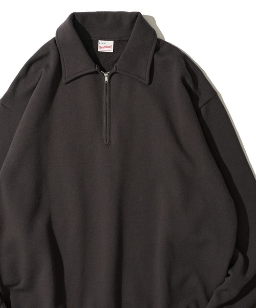 Healthknit(ヘルスニット)の「【Healthknit】Classic Sweat Half Zip L/S / 襟付きハーフジップスウェット(スウェット・メンズ・グレー/チャコールグレー/サンドベージュ/ネイビー/マルーン・MEDIUM/LARGE/X-LARGE)」の2枚目の写真