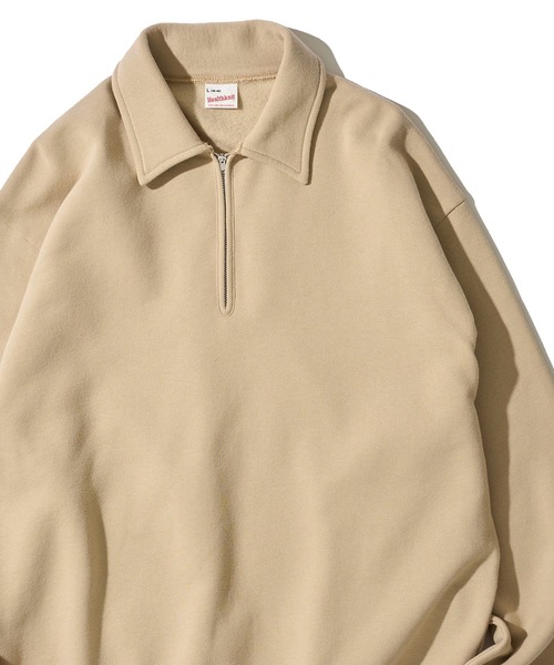 セール】【Healthknit】Classic Sweat Half Zip L/S / 襟付きハーフ