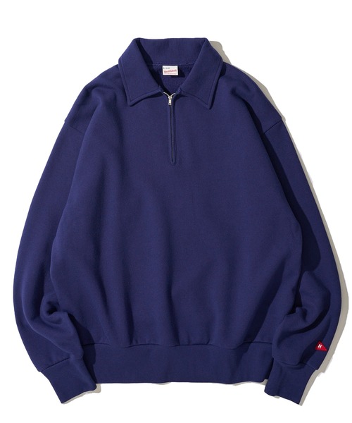Healthknit(ヘルスニット)の「【Healthknit】Classic Sweat Half Zip L/S / 襟付きハーフジップスウェット(スウェット・メンズ・グレー/チャコールグレー/サンドベージュ/ネイビー/マルーン・MEDIUM/LARGE/X-LARGE)」の12枚目の写真