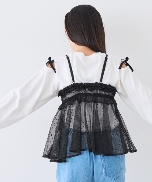 coca(coca)(コカ)の「キッズ ドットチュールビスチェ(キャミソール・キッズ・ブラック/アイボリー・130/120/150/140)」の10枚目の写真