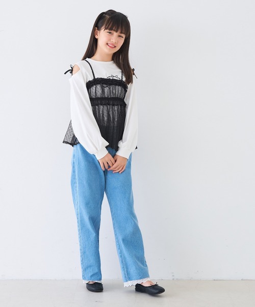 coca(coca)(コカ)の「キッズ ドットチュールビスチェ(キャミソール・キッズ・ブラック/アイボリー・130/120/150/140)」の6枚目の写真