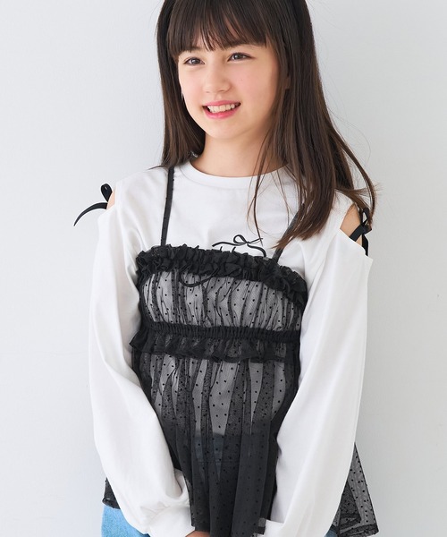 coca(coca)(コカ)の「キッズ ドットチュールビスチェ(キャミソール・キッズ・ブラック/アイボリー・130/120/150/140)」の13枚目の写真