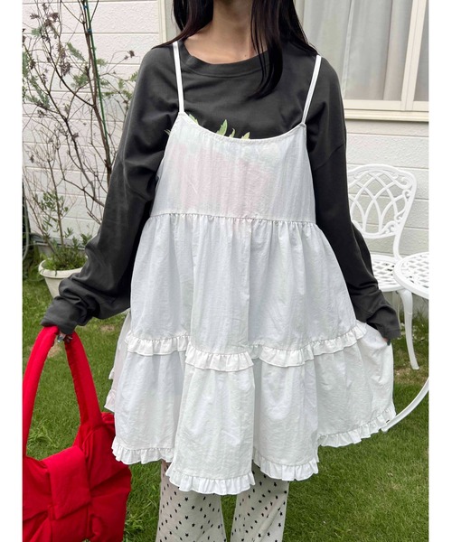 WC（ダブル シー）の「《秋冬新作★》ミニティアードフリルワンピース（ワンピース・レディース・ドット/レッド/ホワイト/ブラック・FREE）」の2枚目の写真