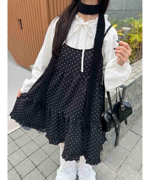 WC（ダブル シー）の「《秋冬新作★》ミニティアードフリルワンピース（ワンピース・レディース・ドット/レッド/ホワイト/ブラック・FREE）」の4枚目の写真