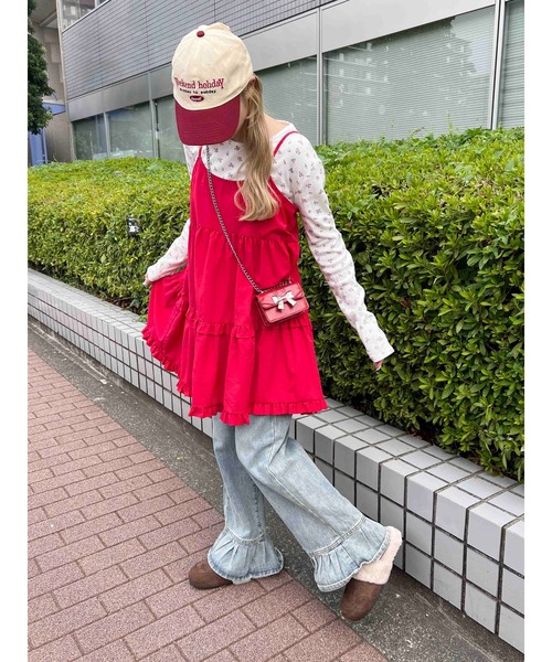 WC（ダブル シー）の「《秋冬新作★》ミニティアードフリルワンピース（ワンピース・レディース・ドット/レッド/ホワイト/ブラック・FREE）」の6枚目の写真