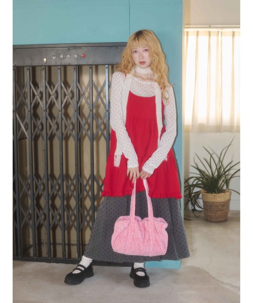 WC（ダブル シー）の「《秋冬新作★》ミニティアードフリルワンピース（ワンピース・レディース・ドット/レッド/ホワイト/ブラック・FREE）」の11枚目の写真