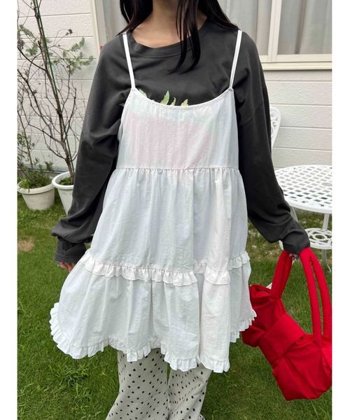 WC（ダブル シー）の「《秋冬新作★》ミニティアードフリルワンピース（ワンピース・レディース・ドット/レッド/ホワイト/ブラック・FREE）」の5枚目の写真