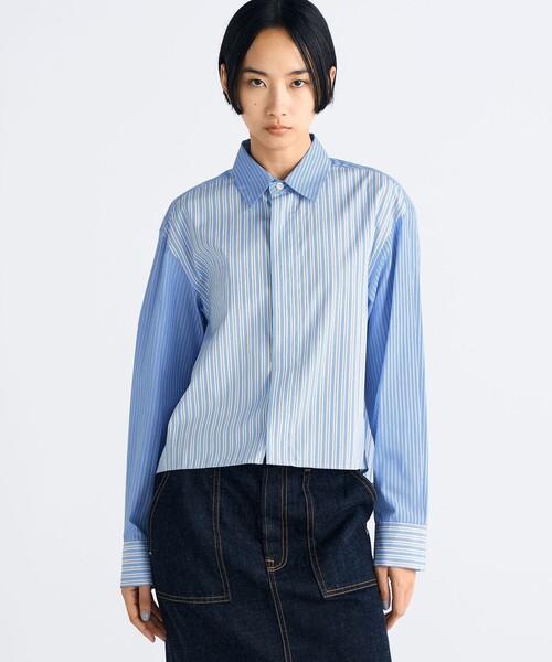 THOMAS MASON ストライプ クロップドシャツ（シャツ/ブラウス