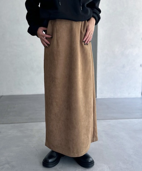 試着のみ MICA&DEAL フェイクスエードタイトスカート キャメル 38 キャメル フェイクスウェードスカート 試着のみ MICA&DEAL