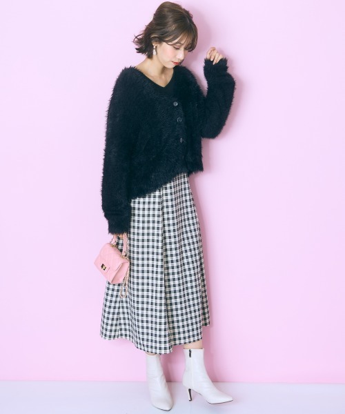 marun（マルン）の「＜大きいサイズ＞ドッキングチェックワンピース marun（ワンピース・レディース・アイボリー系/ブラック系・L/LL/3L/4L/5L）」の6枚目の写真