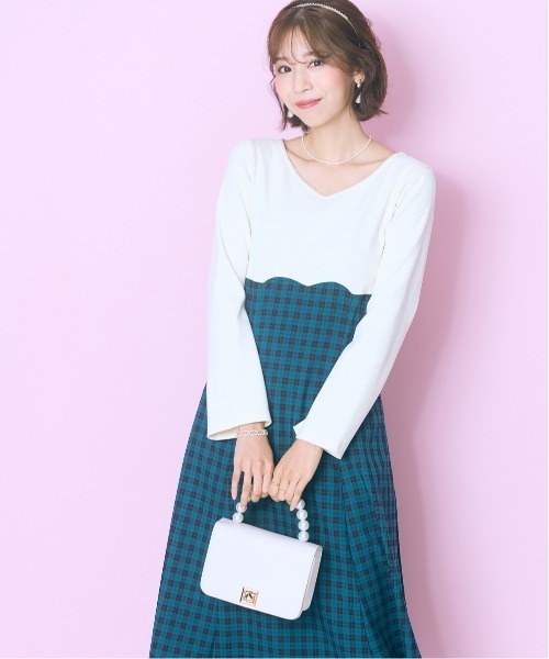 marun（マルン）の「＜大きいサイズ＞ドッキングチェックワンピース marun（ワンピース・レディース・アイボリー系/ブラック系・L/LL/3L/4L/5L）」の12枚目の写真