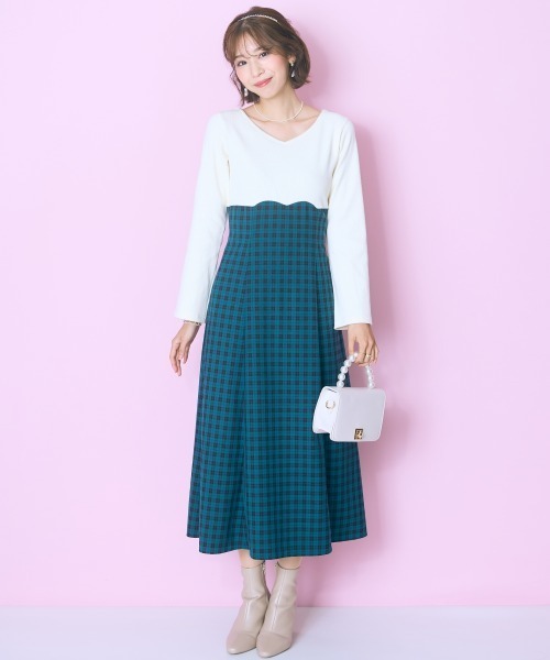 marun（マルン）の「＜大きいサイズ＞ドッキングチェックワンピース marun（ワンピース・レディース・アイボリー系/ブラック系・L/LL/3L/4L/5L）」の13枚目の写真