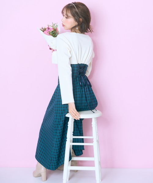 marun（マルン）の「＜大きいサイズ＞ドッキングチェックワンピース marun（ワンピース・レディース・アイボリー系/ブラック系・L/LL/3L/4L/5L）」の15枚目の写真