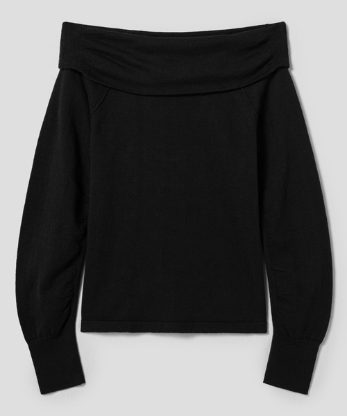anggae（アンゲ）の「anggae/アンゲ OFF SHOULDER PULLOVER オフショルダーカシミヤニットトップス 冬服（ニット/セーター・レディース・ブラック/アイボリー・S/M）」の8枚目の写真