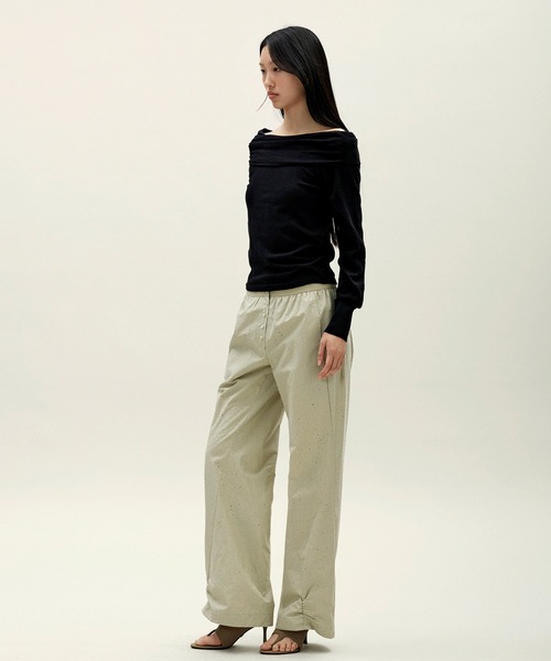 anggae（アンゲ）の「anggae/アンゲ OFF SHOULDER PULLOVER オフショルダーカシミヤニットトップス 冬服（ニット/セーター・レディース・ブラック/アイボリー・S/M）」の6枚目の写真