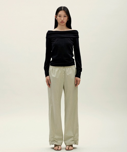 anggae（アンゲ）の「anggae/アンゲ OFF SHOULDER PULLOVER オフショルダーカシミヤニットトップス 冬服（ニット/セーター・レディース・ブラック/アイボリー・S/M）」の12枚目の写真