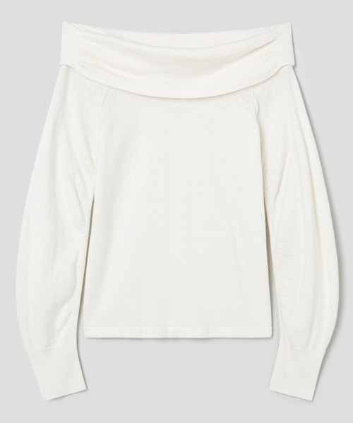 anggae（アンゲ）の「anggae/アンゲ OFF SHOULDER PULLOVER オフショルダーカシミヤニットトップス 冬服（ニット/セーター・レディース・ブラック/アイボリー・S/M）」の22枚目の写真