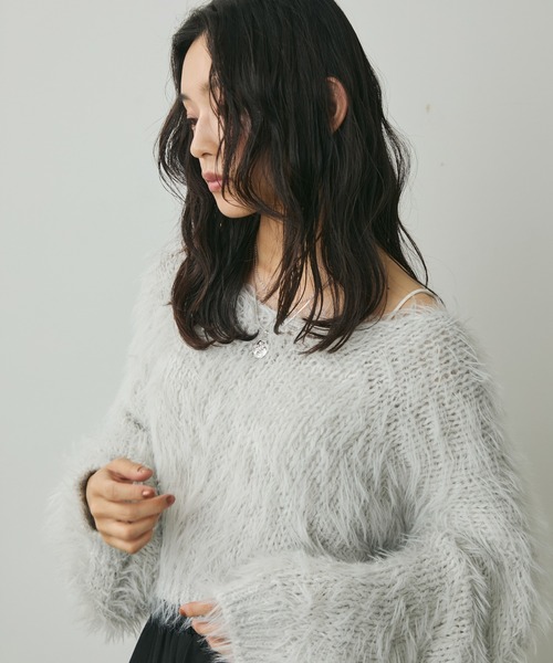 Lunea（ルネア）の「ボリュームシャギーニット（ニット/セーター・レディース・ベージュ/ホワイト/ブラック/グレー・FREE）」の8枚目の写真