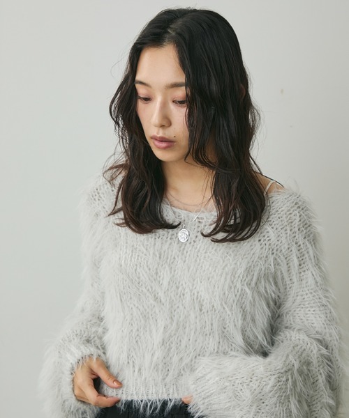 Lunea（ルネア）の「ボリュームシャギーニット（ニット/セーター・レディース・ベージュ/ホワイト/ブラック/グレー・FREE）」の9枚目の写真