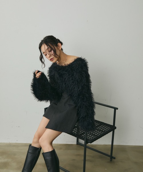 Lunea（ルネア）の「ボリュームシャギーニット（ニット/セーター・レディース・ベージュ/ホワイト/ブラック/グレー・FREE）」の6枚目の写真