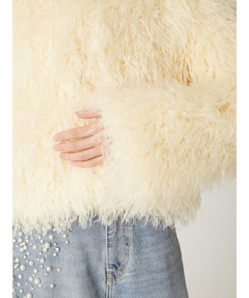 FRAY I.D（フレイアイディー）の「ECOPELショートファーコート（ブルゾン・レディース・チャコールグレー/オフホワイト/イエロー・1/0）」の18枚目の写真