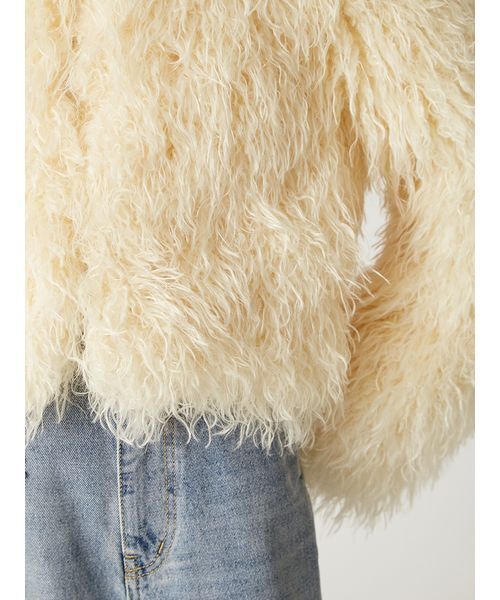 FRAY I.D（フレイアイディー）の「ECOPELショートファーコート（ブルゾン・レディース・チャコールグレー/オフホワイト/イエロー・1/0）」の19枚目の写真