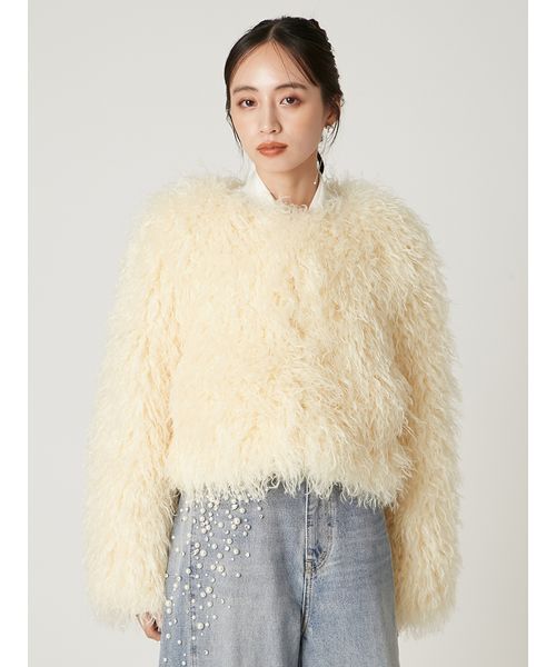 FRAY I.D（フレイアイディー）の「ECOPELショートファーコート（ブルゾン・レディース・チャコールグレー/オフホワイト/イエロー・1/0）」の22枚目の写真