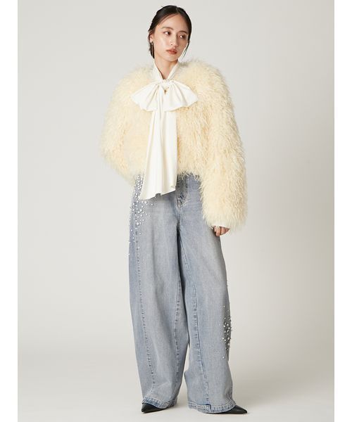 FRAY I.D Ecopelショートプードルジャケット ファーコート FRAY I.D - 極美品 フレイアイディー ECOPEL ショート プードル