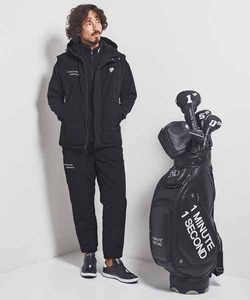 1minute 1second(ワンミニットワンセカンド)の「mcg3722-cursive embroidery hooded vest フーデッドナイロンベスト(1M25F020)(ベスト・メンズ・チャコール/ブラック・XL/L/M/S)」の9枚目の写真