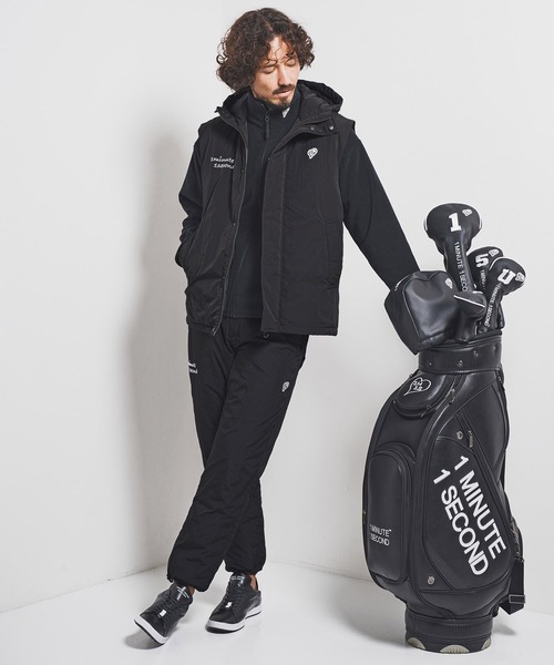 1minute 1second(ワンミニットワンセカンド)の「mcg3722-cursive embroidery hooded vest フーデッドナイロンベスト(1M25F020)(ベスト・メンズ・チャコール/ブラック・XL/L/M/S)」の13枚目の写真