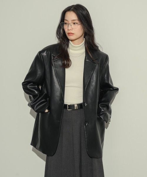 オーバーサイズレザージャケット（テーラードジャケット）｜NEUNA