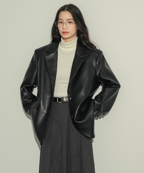 オーバーサイズレザージャケット（テーラードジャケット）｜NEUNA