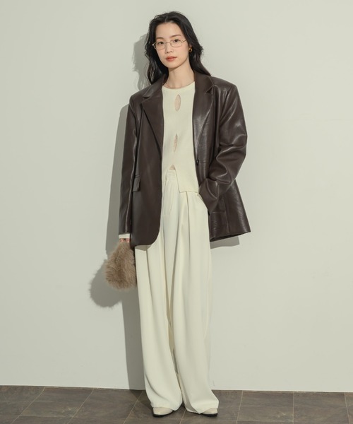 オーバーサイズレザージャケット（テーラードジャケット）｜NEUNA