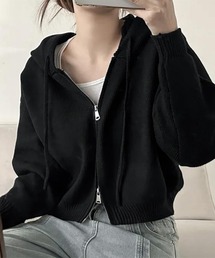 ReRe（リリ）の「ジップアップフード付きカジュアルパーカー（パーカー）」