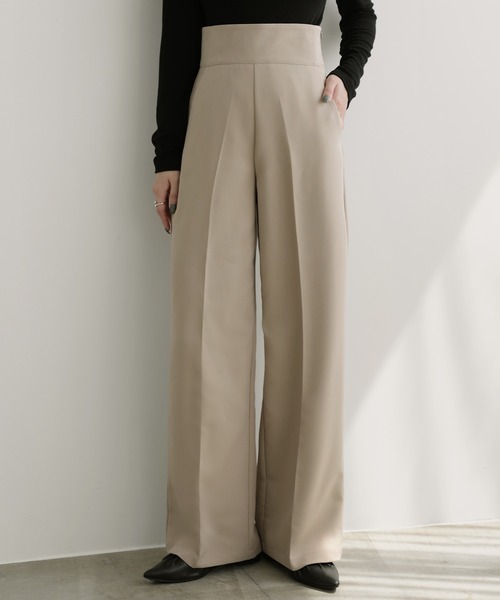 nouvellemoi（ヌーベルモイ）の「ハイウエストソフトワイドパンツ（その他パンツ・レディース・ベージュ系その他/チャコールグレー/ブラック/アイボリー・L/M/S）」の4枚目の写真