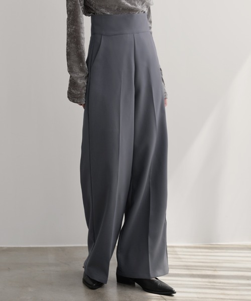 nouvellemoi（ヌーベルモイ）の「ハイウエストソフトワイドパンツ（その他パンツ・レディース・ベージュ系その他/チャコールグレー/ブラック/アイボリー・L/M/S）」の3枚目の写真