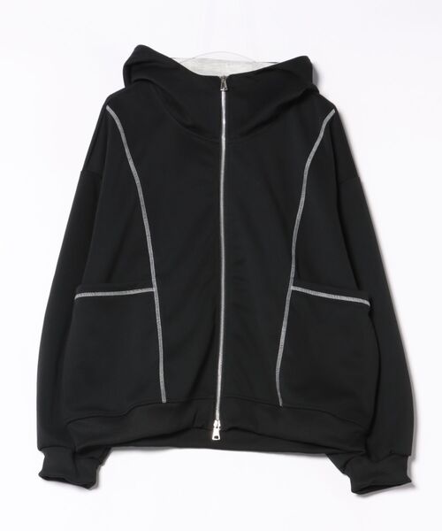 aimoha(アイモハ)の「ステッチデザイン ショート丈ジップパーカー/Stitch design short zip hoodie(スウェット・メンズ・グリーン/ライトグレー/ブラック・X-LARGE/XX-LARGE/LARGE)」の13枚目の写真