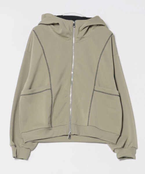 aimoha(アイモハ)の「ステッチデザイン ショート丈ジップパーカー/Stitch design short zip hoodie(スウェット・メンズ・グリーン/ライトグレー/ブラック・X-LARGE/XX-LARGE/LARGE)」の15枚目の写真