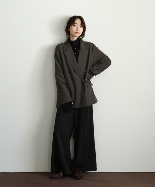 select MOCA Et(セレクトモカエト)の「【Et】Double Button Tailored Jacket(テーラードジャケット・レディース・チャコールグレー/ブラウン・FREE)」の3枚目の写真
